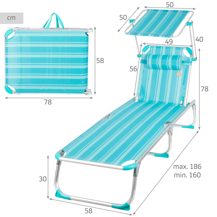 AKTIVE Tumbona Plegable ALU 186x49 cm