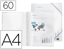 Liderpapel Carpeta escaparate con espiral de 60 fundas transparente Din A4