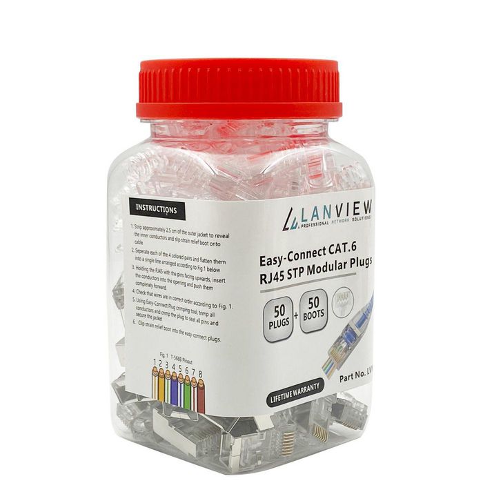 Lanview Conector RJ45 STP Cat6 para conductores trenzados/sólidos AWG23-24 Lanview Conector RJ45 STP Cat6 para conductores trenzados/sólidos AWG23-24