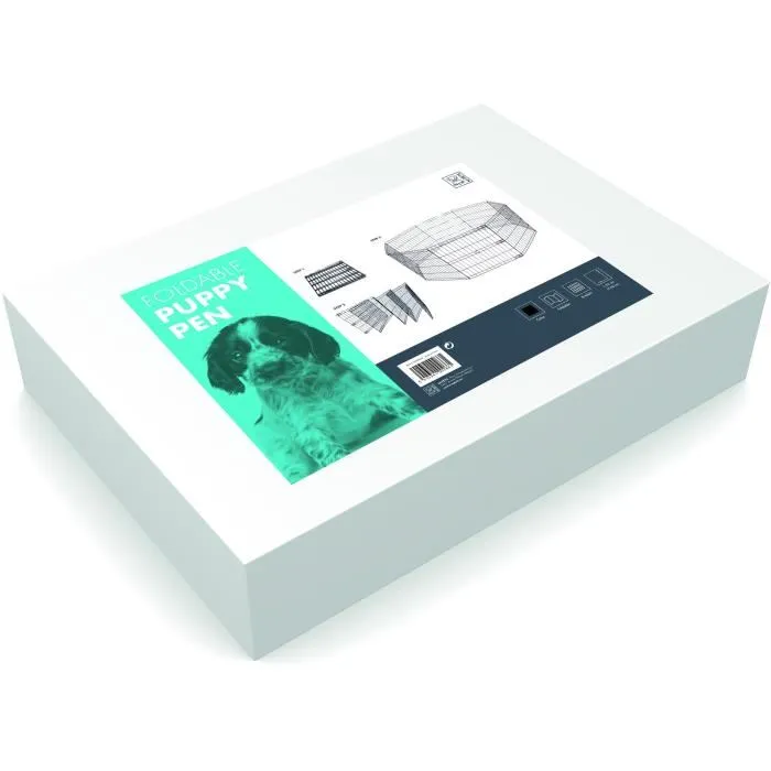 M Pets Jaula Parque Metálica Plegable para Cachorros y Perros Pequeños, 8 Paneles de 62x66 cm, Delimita Espacio Seguro, Negro