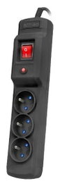 Armac Multi M3 Regleta con Protección contra Sobretensiones, 3 Tomas, Cable de 5m, Negro