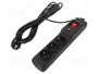 Armac Multi M3 Regleta con Protección contra Sobretensiones, 3 Tomas, Cable de 5m, Negro