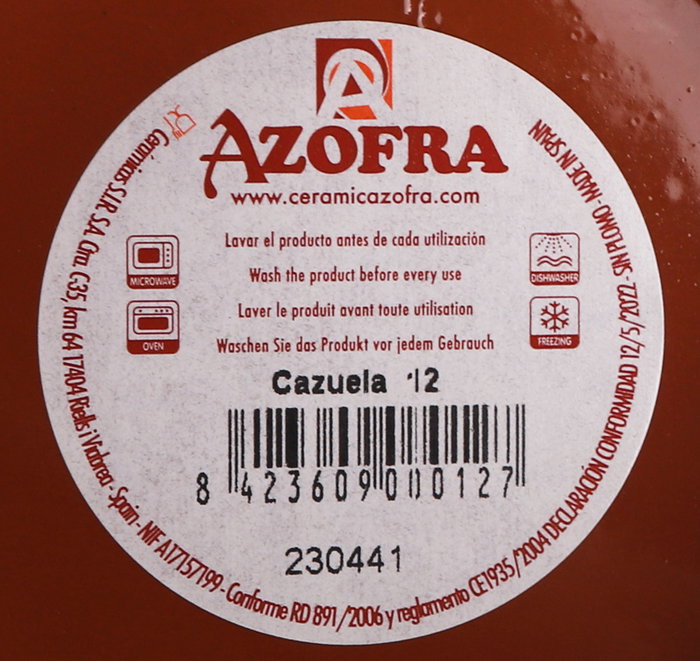 Azofra Cazuela 12 cm Vitrocerámica (24 Unidades)