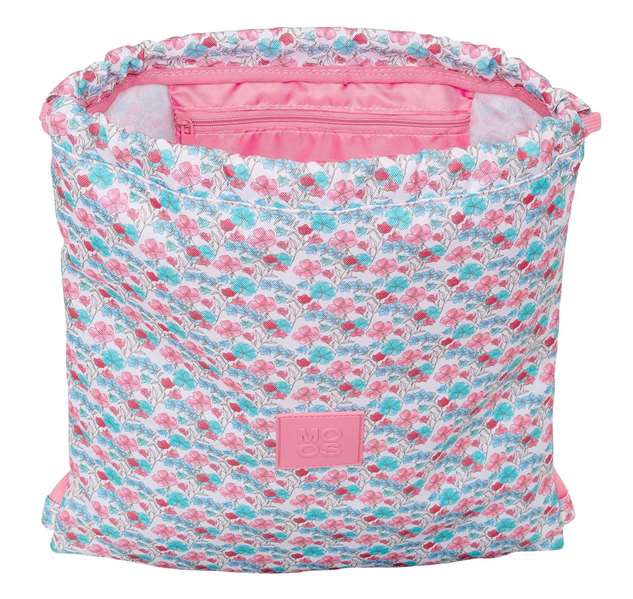 Bolsa Mochila con Cuerdas Moos Flores Multicolor 35 x 40 x 1 cm