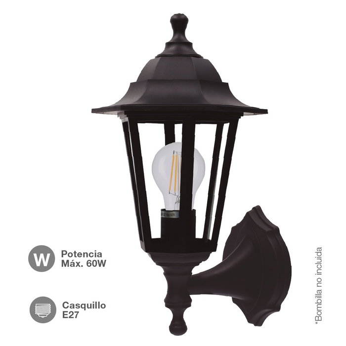 GSC Evolution Farol de Jardín Serie Bagan Brazo Reversible E27 Negro IP44