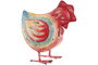 DKD Home Decor Decoración de Metal Gallina Rojo y Azul