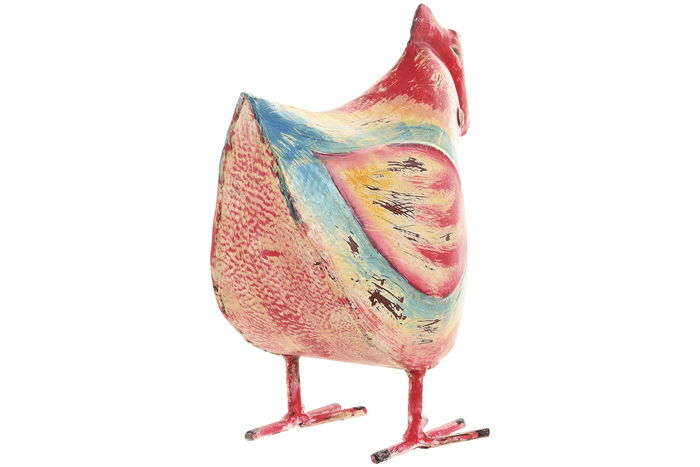 DKD Home Decor Gallina Decorativa Metal Rojo Azul 15 x 24 x 26 cm (2 Unidades)