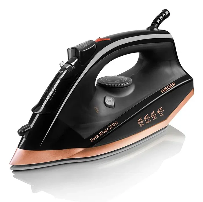 Hauger SI-220.015A Plancha a Vapor 2200W con Suela Acero Inoxidable, Función Autolimpieza, Vapor hasta 60 g/min y Vapor Vertical - Negro