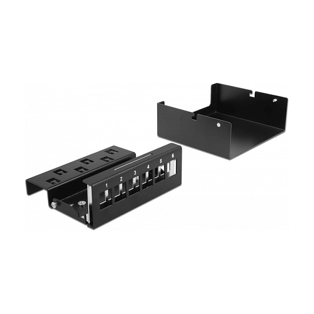 DeLOCK Panel de Conexiones Keystone 6 Puertos, Negro, Metal, 112.5 x 123.5 x 45.2 mm, Con 6 Bridas Incluidas