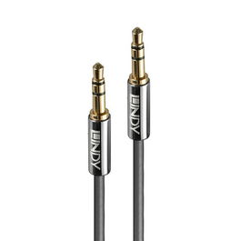 Lindy Cable de Audio 3.5mm Macho a Macho de 3 Metros, Línea Cromo, Conectores Dorados, PVC y Halógenos Free