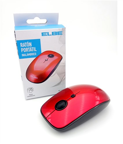 Elbe Ratón Inalámbrico RT-111 Rojo Ambidextro Pilas Incluidas Plug & Play