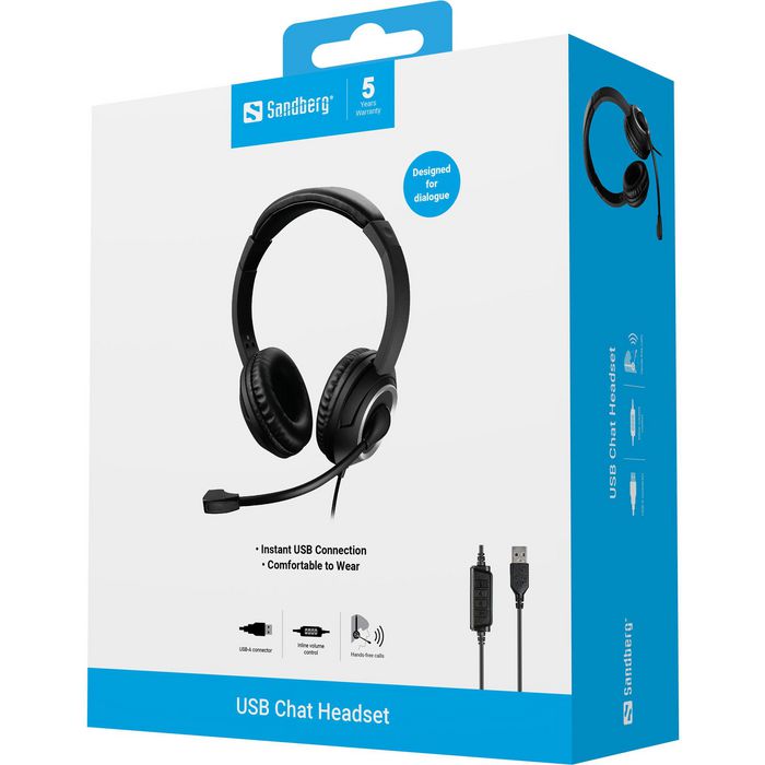 Sandberg Auriculares USB para Chat con Control de Volumen Integrado, Ideales para Telefonía por Internet Sandberg Auriculares USB para Chat con Control de Volumen Integrado, Ideales para Telefonía por Internet