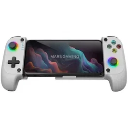 Mars Gaming MGPXW Mando Inalámbrico Bluetooth, Compatible con PC, PS4, Switch, Android y iOS, Doble Vibración, RGB Neon, Color Blanco