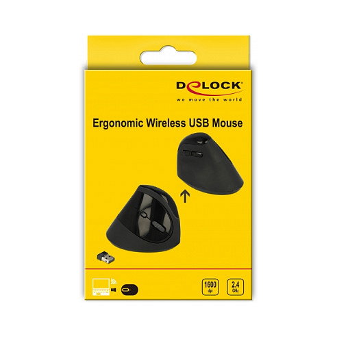 DeLOCK Ratón Inalámbrico Vertical Ergonómico 1600 DPI Negro - 12599