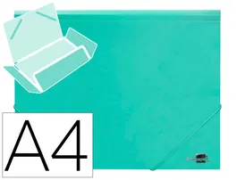 Liderpapel Carpeta Tres Solapas Polipropileno Gomas DIN A4 Color Verde Opaco