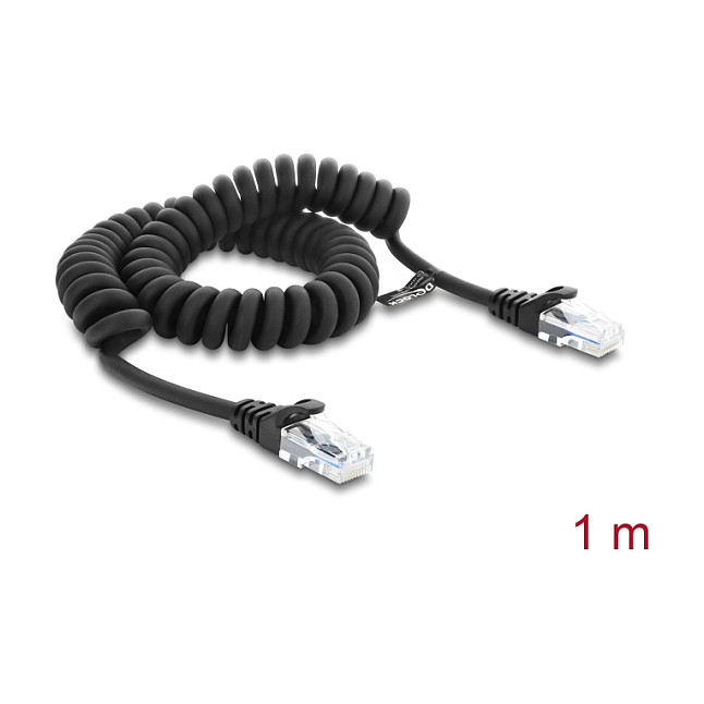 DeLOCK Cable RJ50 en espiral 1 m Negro DeLOCK Cable RJ50 en espiral 1 m Negro