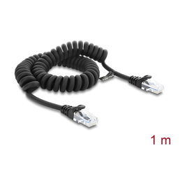 DeLOCK Cable de red RJ50 en espiral 1 m Negro