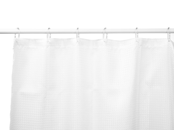 Berilo Cortina de Baño en Poliéster Blanco con Puntos, Medidas 180x180 cm (Set de 12)