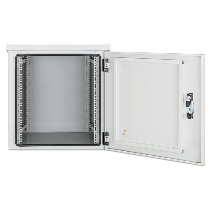 Intellinet 716109 Bastidor de Pared IP55 19" 9U 600mm Profundidad 100kg Carga Gris con 2 Ventiladores y Bloqueo