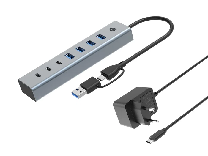 Conceptronic HUBBIES20GP Hub USB de 7 puertos (3x USB-C y 4x USB-A) Gris Conceptronic HUBBIES20GP Hub USB de 7 puertos (3x USB-C y 4x USB-A) Gris