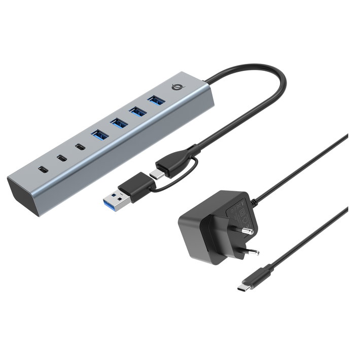 Conceptronic HUBBIES20GP Hub USB de 7 puertos (3x USB-C y 4x USB-A) Gris Conceptronic HUBBIES20GP Hub USB de 7 puertos (3x USB-C y 4x USB-A) Gris