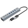 Conceptronic HUBBIES20GP Hub USB de 7 puertos (3x USB-C y 4x USB-A) Gris