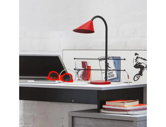 Unilux Lámpara de escritorio LED 6W brazo flexible rojo