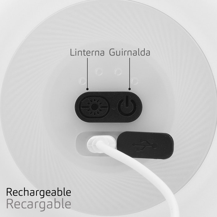 AKTIVE Guirnalda 136 LED 10 Metros Recargable USB