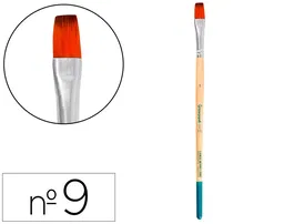 Liderpapel Pincel N 9 Punta Plana Pelo Sintético Certificado FSC para Acrílica y Acuarela