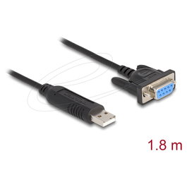 DeLOCK Adaptador USB 2.0 a Serie RS-232 Sub-D de 9 pines con tornillos, 1,8 m, FTDI