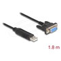DeLOCK Adaptador USB 2.0 a Serie RS-232 Sub-D de 9 pines con tornillos, 1,8 m, FTDI
