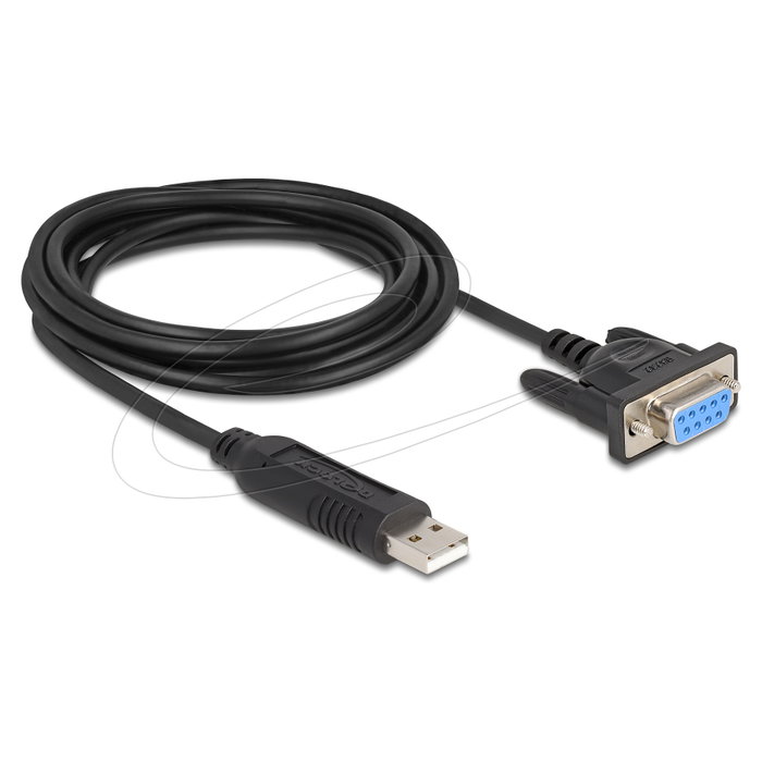 DeLOCK Adaptador USB 2.0 a Serie RS-232 Sub-D de 9 pines con tornillos, 1,8 m, FTDI
