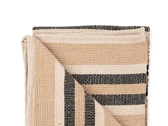 Giftdecor Alfombra 3 Colores Marron Blanco Negro 120 x 180 cm 100% Algodon (Set de 4)