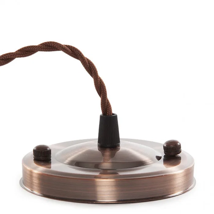 Colgante E27 Cable Trenzado Tela 1000mm X 0,75mm con Rosetón y Portalámparas Metal SC-MPL007