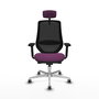 PIQUERAS Y CRESPO Silla de oficina Mardos con mecanismo Sincro/Traslack, Similpiel Morado y Malla Negra