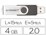 Q-connect Memoria USB Flash 4 GB 2.0 Negra con Protector Giratorio Metálico, Velocidad Lectura 15 MB/s, Escritura 5 MB/s