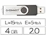 Q-connect Memoria USB Flash 4 GB 2.0 Negra con Protector Giratorio Metálico, Velocidad Lectura 15 MB/s, Escritura 5 MB/s