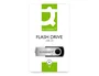 Q-connect Memoria USB Flash 4 GB 2.0 Negra con Protector Giratorio Metálico, Velocidad Lectura 15 MB/s, Escritura 5 MB/s