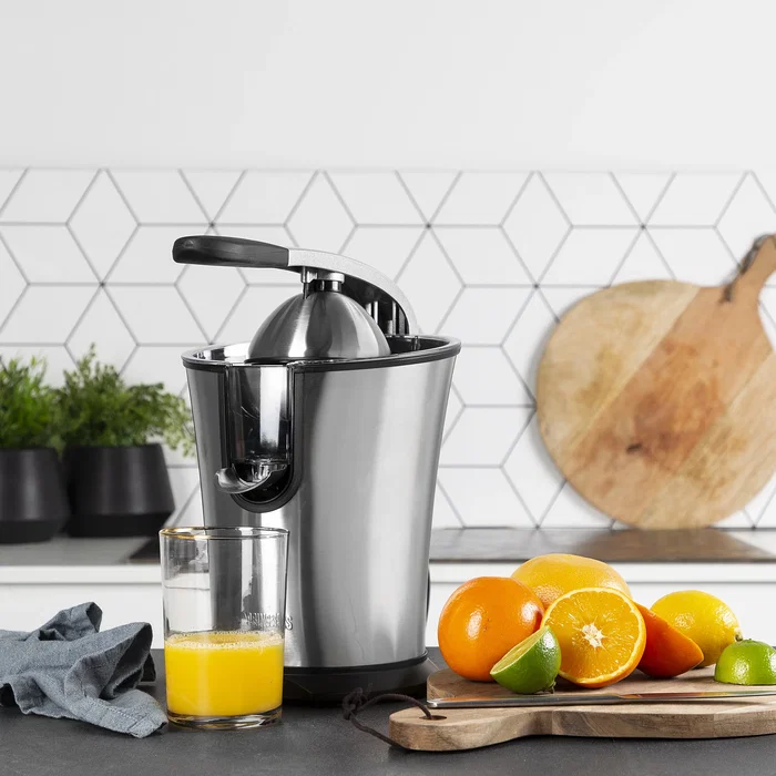 Princess 201860 Exprimidor Eléctrico de Cítricos Master Juicer Pro 300 W - Profesional, Acero Inoxidable Negro, Palanca, Filtro Ajustable, Antideslizante, Aptas Lavavajillas