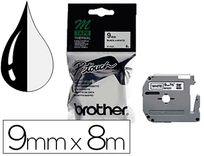 Brother MK221BZ Cinta de etiquetas no laminada 9 mm x 8 m Blanco/Negro Brother MK221BZ Cinta de etiquetas no laminada 9 mm x 8 m Blanco/Negro