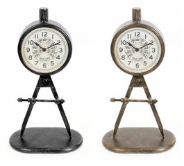 DKD Home Decor Reloj de Sobremesa de Hierro y PVC con Compás (Surtido de 2 Unidades)