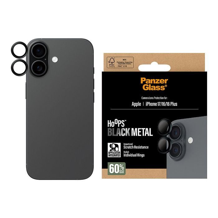 PanzerGlass Hoops Black para iPhone 17, 16 y 16 Plus