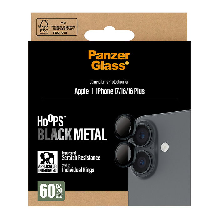 PanzerGlass Hoops Black para iPhone 17, 16 y 16 Plus