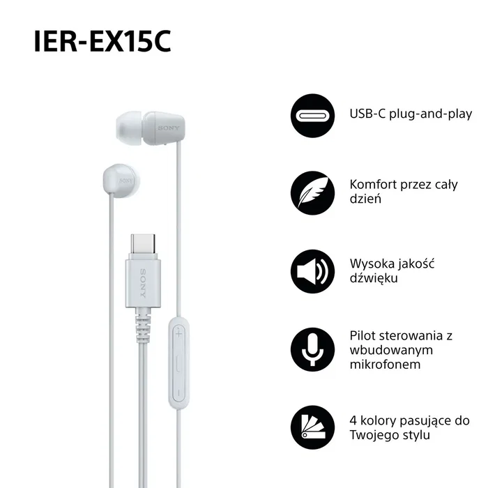 Sony IER-EX15CW Auriculares Intrauditivos USB-C Blanco