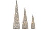 DKD Home Decor Set de 3 Conos de Ratán con LED Natural