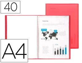 Liderpapel Carpeta con 40 fundas de polipropileno DIN A4 Rojo translúcido