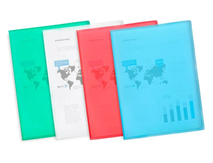 Liderpapel Carpeta con 40 fundas de polipropileno DIN A4 Rojo translúcido