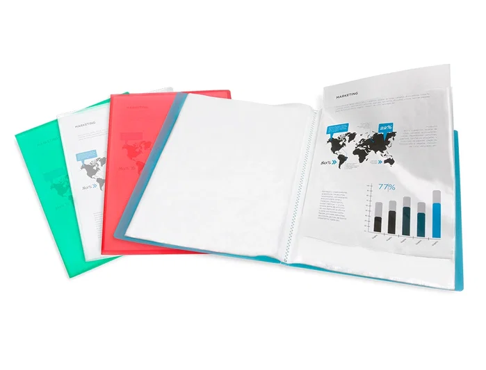 Liderpapel Carpeta con 40 fundas de polipropileno DIN A4 Rojo translúcido