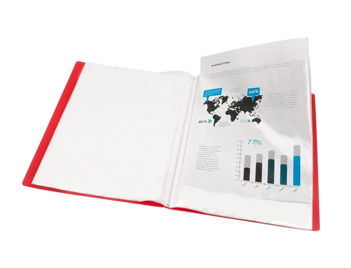 Liderpapel Carpeta con 40 fundas de polipropileno DIN A4 Rojo translúcido