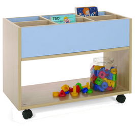 Mobeduc Librería Alta Haya 600904HR18 Mueble con 6 Estanterías y Ruedas 80x40x58 cm